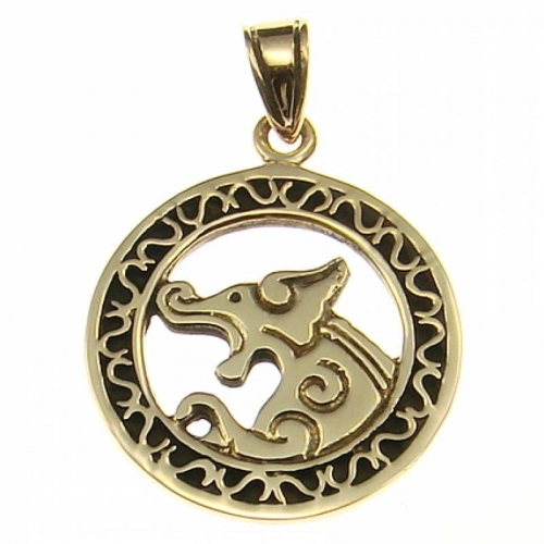MEGALITH Bronzeanh�nger keltisches Hundemotiv