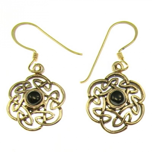 MEGALITH Bronze-Ohrhnger keltischer Knoten mit Stein