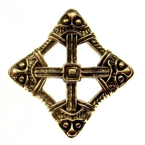 MEGALITH Bronze-Brosche Wikinger Kreuz Hunde