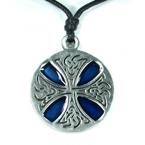 MEGALITH Zinnanh�nger keltisches Kreuz / Fianna - Farbe: dunkelblau