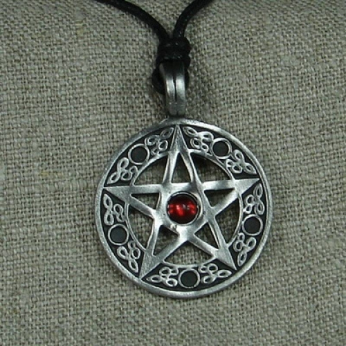 MEGALITH Zinnanh�nger Pentagramm - Farbe: rot