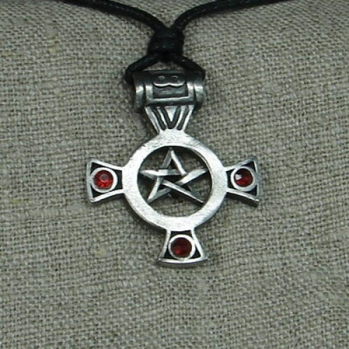 MEGALITH Zinnanh�nger Pentagramm klein - Farbe: rot