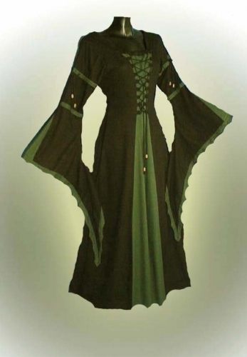 IMEX-MODEN Mittelalterkleid Baumwolle - Gr��e: S - Farbe: schwarz/gr�n