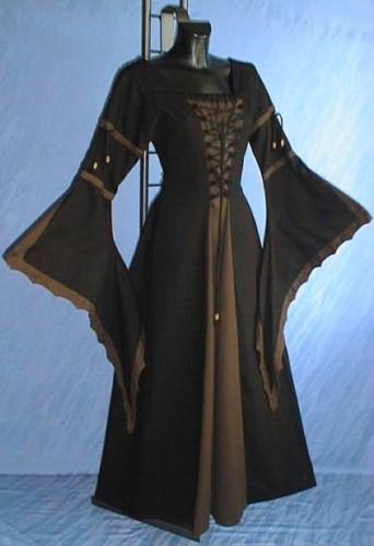 IMEX-MODEN Mittelalterkleid Baumwolle - Gr��e: S - Farbe: schwarz/braun