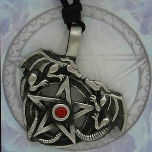 MEGALITH Zinnanhnger Drachen mit Pentagramm