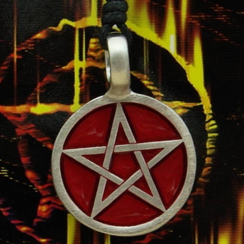 MEGALITH Zinnanhnger Pentagramm - Farbe: rot