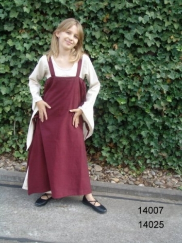 B�RES Mittelalterliches �berkleid f�r M�dchen - Farbe: weinrot - Gr��e: 6-9 Jahre