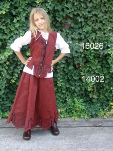 LEONARDO CARBONE Mittelalterrock f�r Kinder - Farbe: weinrot - Gr��e: 6-9 Jahre