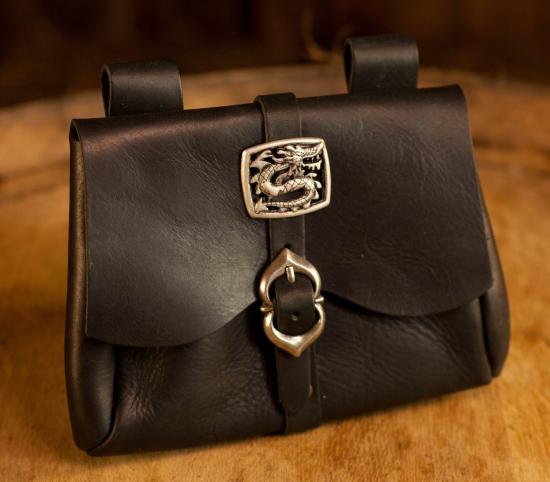 ERZFEINDCOM Mittelalterliche Ledertasche Drache