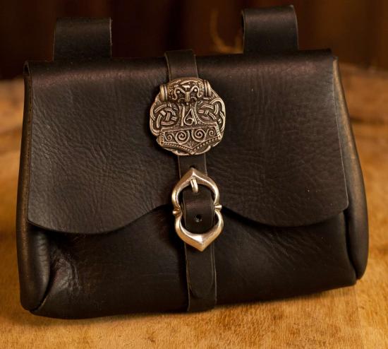 ERZFEINDCOM Mittelalterliche Ledertasche Thors Hammer rund