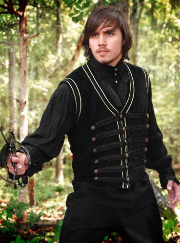 SUPREME REPLICAS Schwarze Samtweste mit Zierknpfen - Gre: L/XL