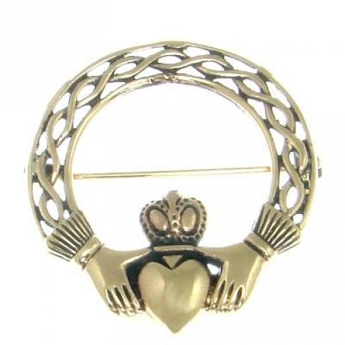 MEGALITH Bronze-Brosche Claddagh