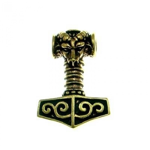 MEGALITH Bronzeanhnger Thorshammer mit Widderkopf