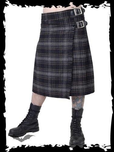 QUEEN OF DARKNESS Grau karierter Kilt - Hosengr��e: 30