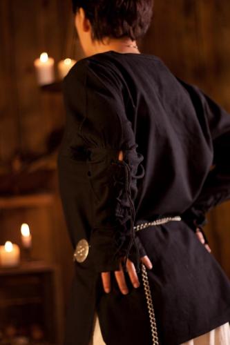 EPIC ARMOURY Mittelalterbluse mit engen �rmeln - Gr��e: S - Farbe: natur