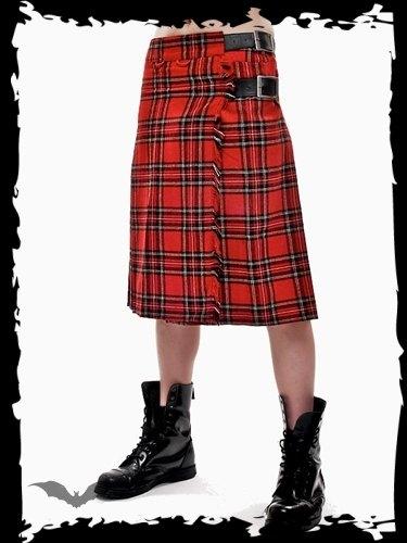 QUEEN OF DARKNESS Rot karierter Kilt - Hosengr��e: 40