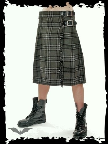 QUEEN OF DARKNESS Grn karierter Kilt - Hosengre: 36