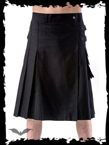 QUEEN OF DARKNESS Schwarzer Kilt mit Schnallen und Seitentasche - Gre: XXL