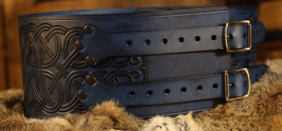 LYON LEATHERS Breiter LARP Ledergrtel, blau - Gre: XXXL