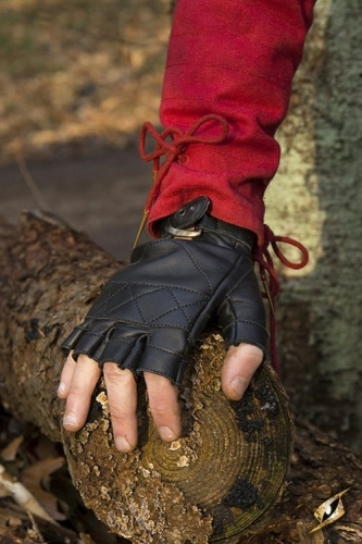 IRONFORTRESS Fingerlose Handschuhe aus Leder schwarz - Gre: L
