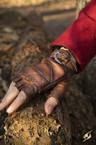 IRONFORTRESS Fingerlose Handschuhe aus Leder braun - Gre: XL