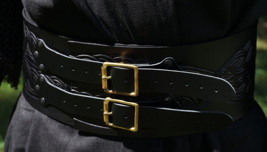 LYON LEATHERS Breiter LARP Ledergrtel, schwarz - Gre: L/XL