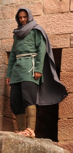 LARP FASHION CAPES LARP Umhang aus Leinen mit Schal - Farbe: dunkelgrau