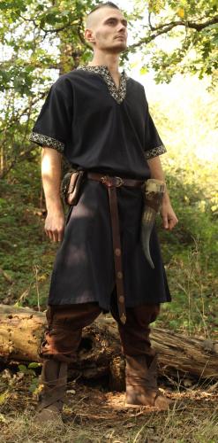 LEONARDO CARBONE Kurzarm-Tunika mit Bordre - Farbe: schwarz - Gre: S