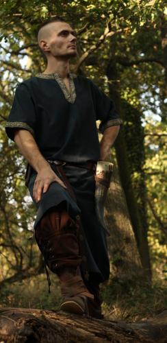 LEONARDO CARBONE Kurzarm-Tunika mit Bordre - Farbe: dunkelblau - Gre: S