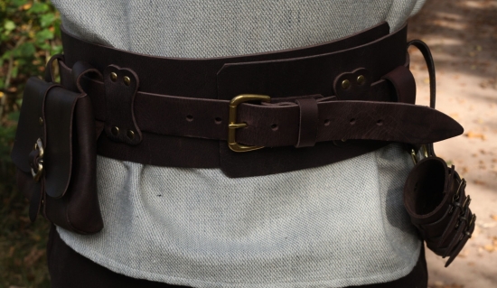 LYON LEATHERS Breiter LARP Heldeng�rtel aus Leder - Gr��e: XXL - Farbe: dunkelbraun