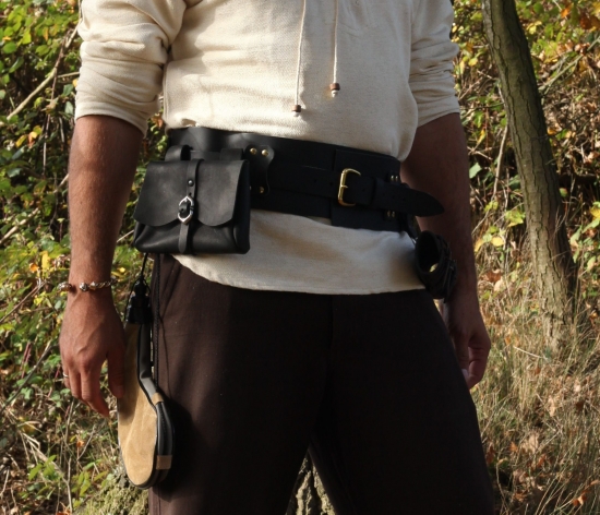 LYON LEATHERS Breiter LARP Heldeng�rtel aus Leder - Gr��e: S/M - Farbe: schwarz