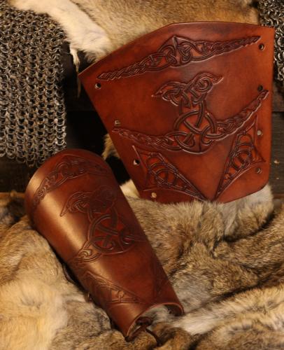 STICKMASCHINE Leder-Armschienen mit Prgung - Farbe: saddle tan