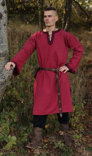 LEONARDO CARBONE Langarm-Tunika mit Bordre - Farbe: weinrot - Gre: S
