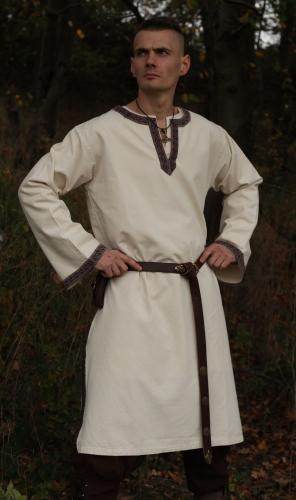 LEONARDO CARBONE Langarm-Tunika mit Bordre - Gre: S - Farbe: natur