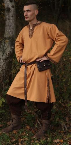 LEONARDO CARBONE Langarm-Tunika mit Bordre - Gre: S - Farbe: hellbraun