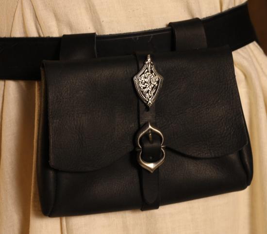 ERZFEINDCOM Schwarze mittelalterliche Ledertasche Wikinger