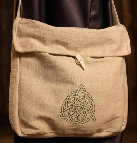 STICKMASCHINE Mittelalterliche Tasche mit Stickerei Triquetra - Farbe: schwarz