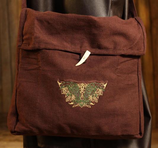 STICKMASCHINE Mittelalterliche Tasche mit Raben-Stickerei - Farbe: gr�n