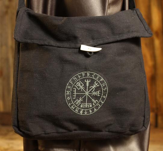 STICKMASCHINE Mittelalterliche Tasche mit Wikinger-Kompass - Farbe: natur