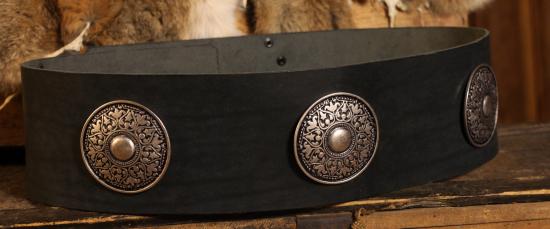 STICKMASCHINE Breiter Mittelalterg�rtel mit Ziernieten - Farbe: schwarz - Gr��e: XXXL