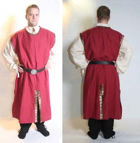 LARP FASHION KLEIDER Leinen-Tunika/ Waffenrock, 4-fach geschlitzt - Farbe: dunkelbraun - Gr��e: XXXL