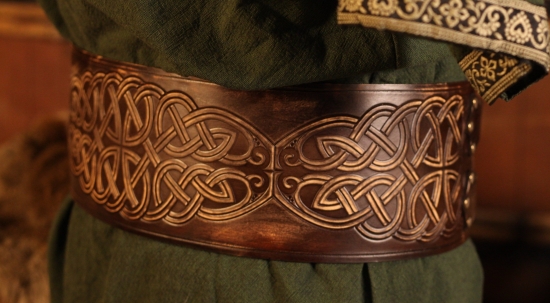 STICKMASCHINE Breiter LARP Ledergrtel, antikbraun - Gre: XXL