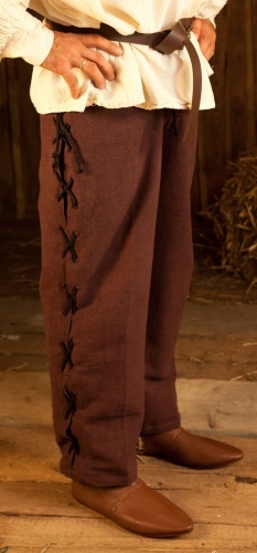 ERZFEINDCOM Mittelalterhose mit seitlicher Schnrung - Gre: S/M - Farbe: dunkelbraun