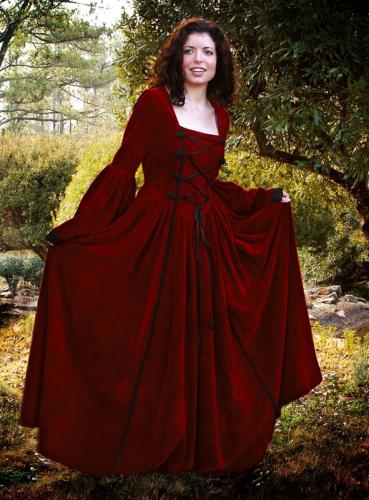 SUPREME REPLICAS Weinrotes Samtkleid mit Schnrung - Gre: M