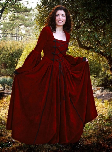 SUPREME REPLICAS Weinrotes Samtkleid mit Schnrung - Gre: XXL