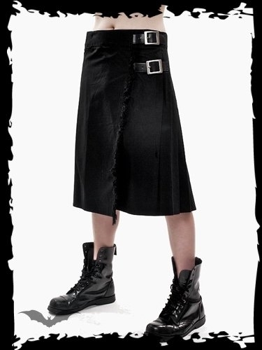 QUEEN OF DARKNESS Schwarzer Kilt - Hosengr��e: 30