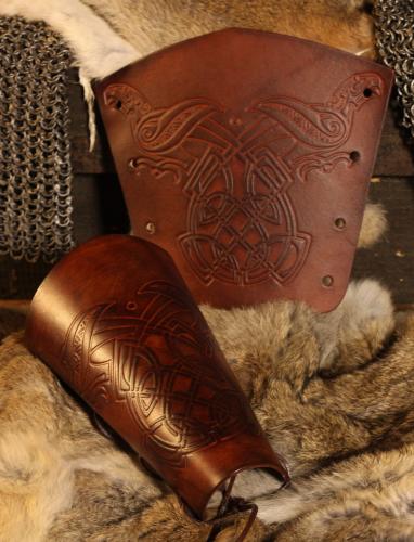 STICKMASCHINE Leder-Armschienen Rabenprgung - Farbe: saddle tan