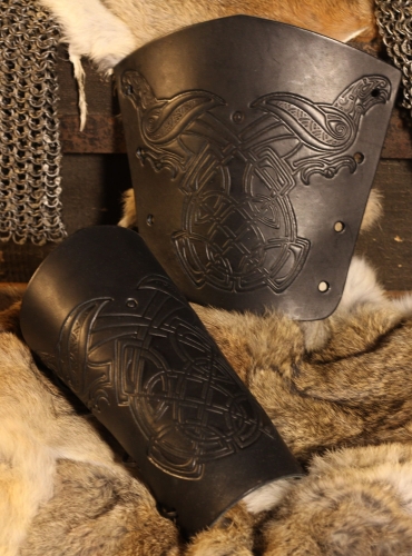 STICKMASCHINE Leder-Armschienen Rabenprgung - Farbe: schwarz