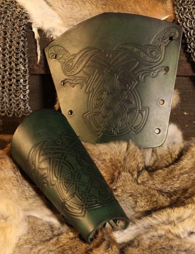 STICKMASCHINE Leder-Armschienen Rabenprgung - Farbe: grn