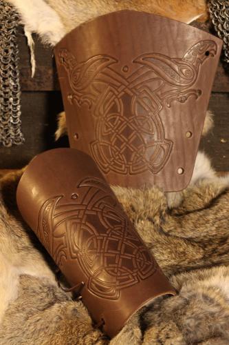 STICKMASCHINE Leder-Armschienen Rabenprgung - Farbe: dunkelbraun